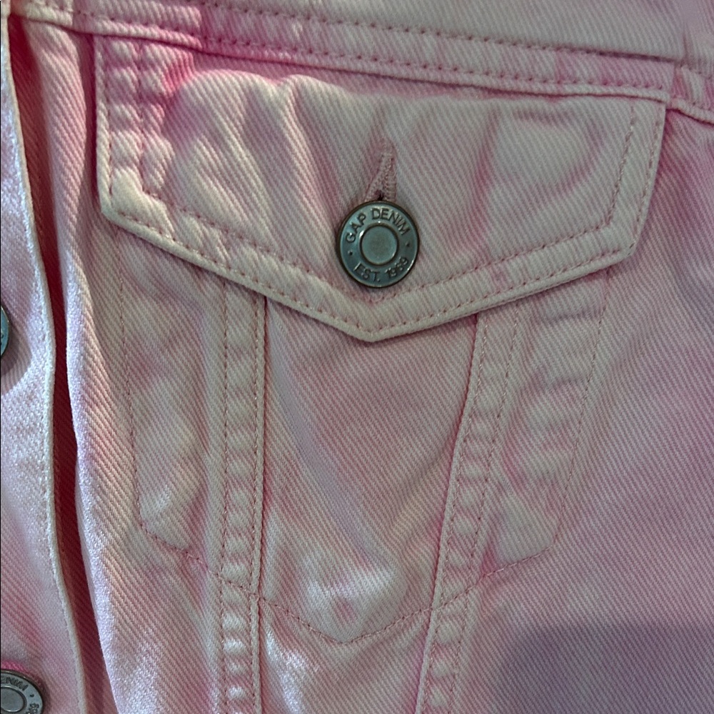 GAP Women's Tie-dyed Light Pink Jean Jacket - Picture 5 of 9